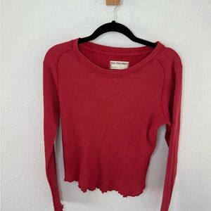 We The Free Cherry Red Long Sleeve Top